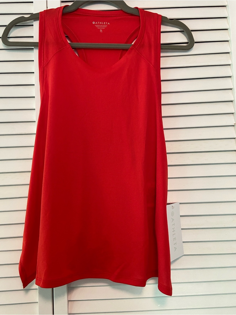 NWT Athleta Grid Knit Singlet Racerback Athletic Tank Top Orange Womans XL